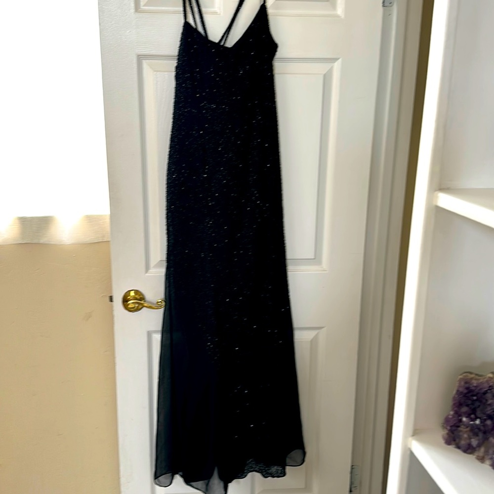 Formal long black sequined dress size 12